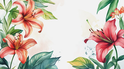 Elegant wedding invitation card background . Minimal hand painted watercolor botanical flowers texture template background. Design for wedding, vip cover, poster, rsvp moderncard.Valentine's Day