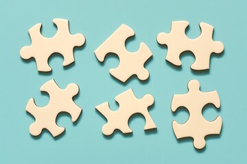 Jigsaw Pieces on Light Blue
