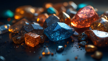  Vector images of various rare earth metals in stylized form with emphasis on their unique properties