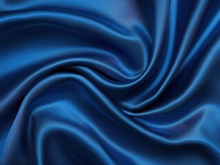 Elegant deep blue satin fabric with soft, flowing drapes and a luxurious sheen.