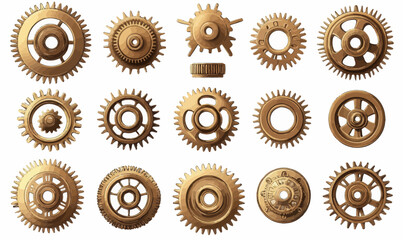 Vintage Brass Gear Collection - Steampunk Retro Industrial Cogs for SVG Designs