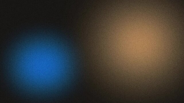 Abstract background with blue and yellow blurred circles with grainy effect.