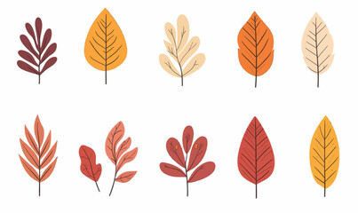 Autumn Leaves Collection in Minimalist Flat SVG Style for Seasonal Design