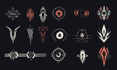 Acid Neo-Tribal Abstract Ethnic Gothic Vector Ornaments for Modern Design