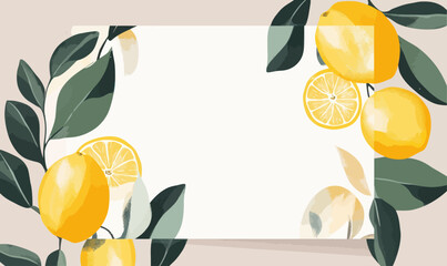 Elegant Wedding Invitation Card with Lemon Branches and Greenery Theme