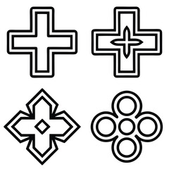 Obraz premium Glossy 3d vector design with a set of cross symbols including a plus sign for medical, health, pharmacy, hospital, medicine, aid, emergency, and first aid icons