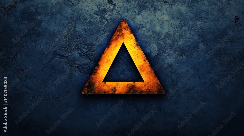 Poster abstract artistic rendering showcasing a golden triangle against a deep textured slate background cr