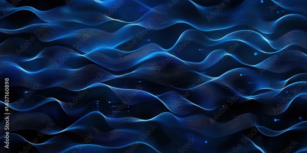 Poster abstract blue wave patterns create a dynamic and fluid background.