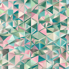 Colorful abstract isometric triangular pattern in pastel shades for seamless design