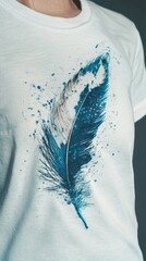 Blue feather design shirt