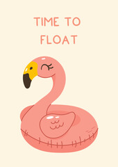 Inflatable flamingo float with time to float quote
