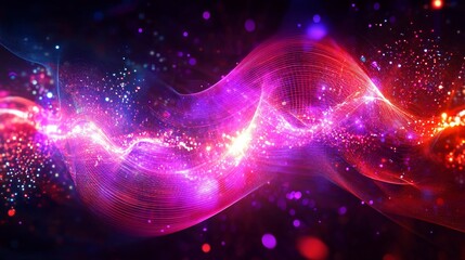 Fototapeta premium Abstract Wave with Dazzling Particle Effects: A Digital Art Concept
