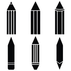 Fototapeta premium Colorful set of pencils in a row, featuring black, white, red, yellow, green, and rainbow colors, designed for art and education