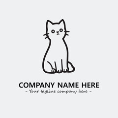 Cat illustration black and white for logo company vector image