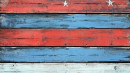Fototapeta premium patriotic red white and blue wood background