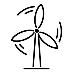 Wind energy line vector icon, featuring a large wind turbine. Represents renewable energy, sustainability, and clean power generation.