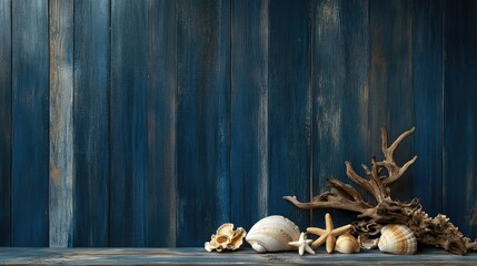 coastal navy blue wood background