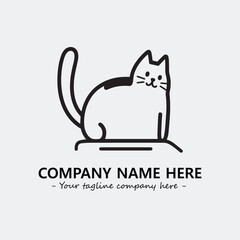 Cat illustration black and white for logo company vector image