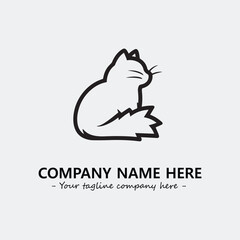 Cat illustration black and white for logo company vector image