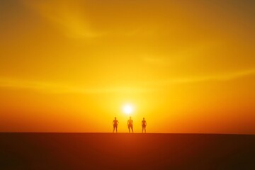 Three athletes silhouetted against a vibrant sunrise, symbolizing achievement, teamwork, and the power of starting the day with exercise