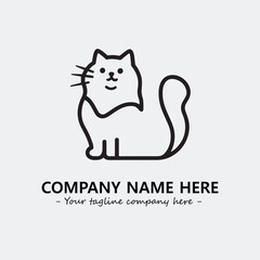 Cat illustration black and white for logo company vector image
