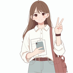 Vector of a teenager posing for a photo