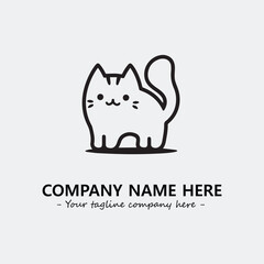 Cat illustration black and white for logo company vector image