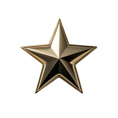 Obraz premium Gold metallic star with sharp edges and beveled design, 3D render, emblematic military insignia style isolated on white background