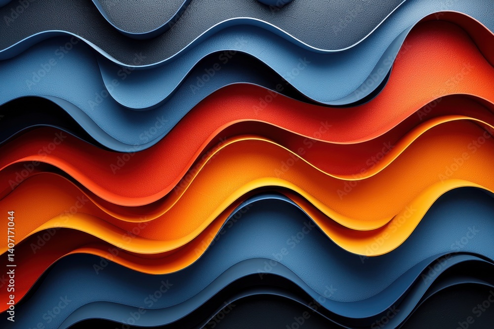 Poster abstract curvature design with vibrant color gradients and smooth texture effect