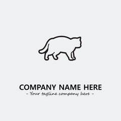 Cat illustration black and white for logo company vector image