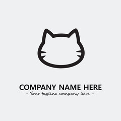 Cat illustration black and white for logo company vector image