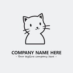 Cat illustration black and white for logo company vector image