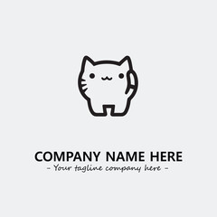 Cat illustration black and white for logo company vector image