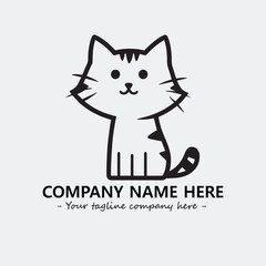 Cat illustration black and white for logo company vector image
