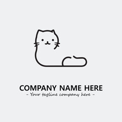 Cat illustration black and white for logo company vector image
