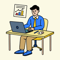 Fototapeta premium businessman accountant working on laptop computer