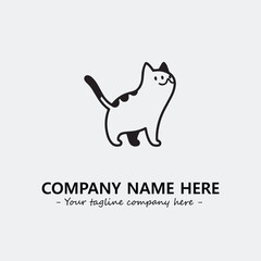 Cat illustration black and white for logo company vector image