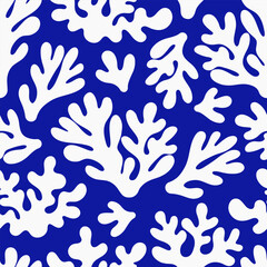 Coral seamless pattern in vintage style. Abstract algae background. Design for textile or wrapping paper.