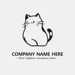 Cat illustration black and white for logo company vector image
