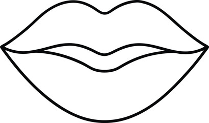 Mouth Line Art Drawing Vector | Face, Expression & Minimal Anatomy Design