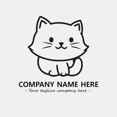 Cat illustration black and white for logo company vector image