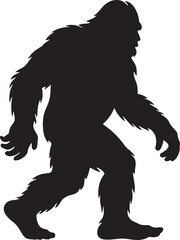 Silhouette Of Bigfoot Walking Cryptozoology Illustration Mythical Creature Legend Forest Mystery Concept