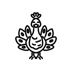 peacock icon vector, line style icon