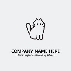 Cat illustration black and white for logo company vector image