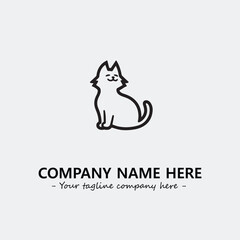 Cat illustration black and white for logo company vector image