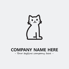 Cat illustration black and white for logo company vector image