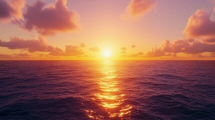 Fototapeta premium Serene Sunset Over Ocean Waves Creating Moments of Happiness