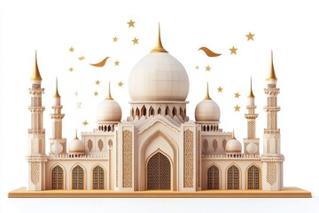 Obraz premium 3D Eid Mubarak Wall Hanging Isolated and White Background