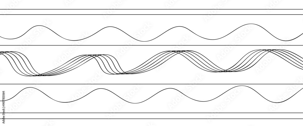 Poster abstract wave lines background. set of many waves lines background. abstract horizontal wavy curve l