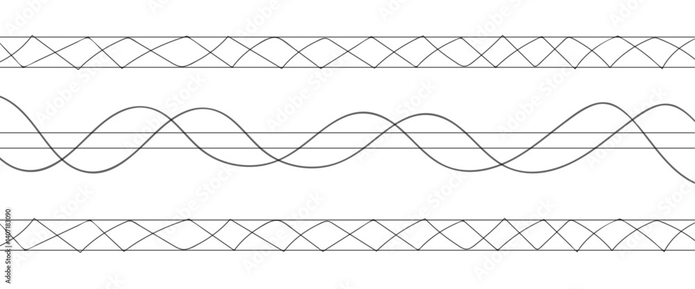 Poster thin wavy curve line vector background. curve wave seamless pattern background. black and grey wave 